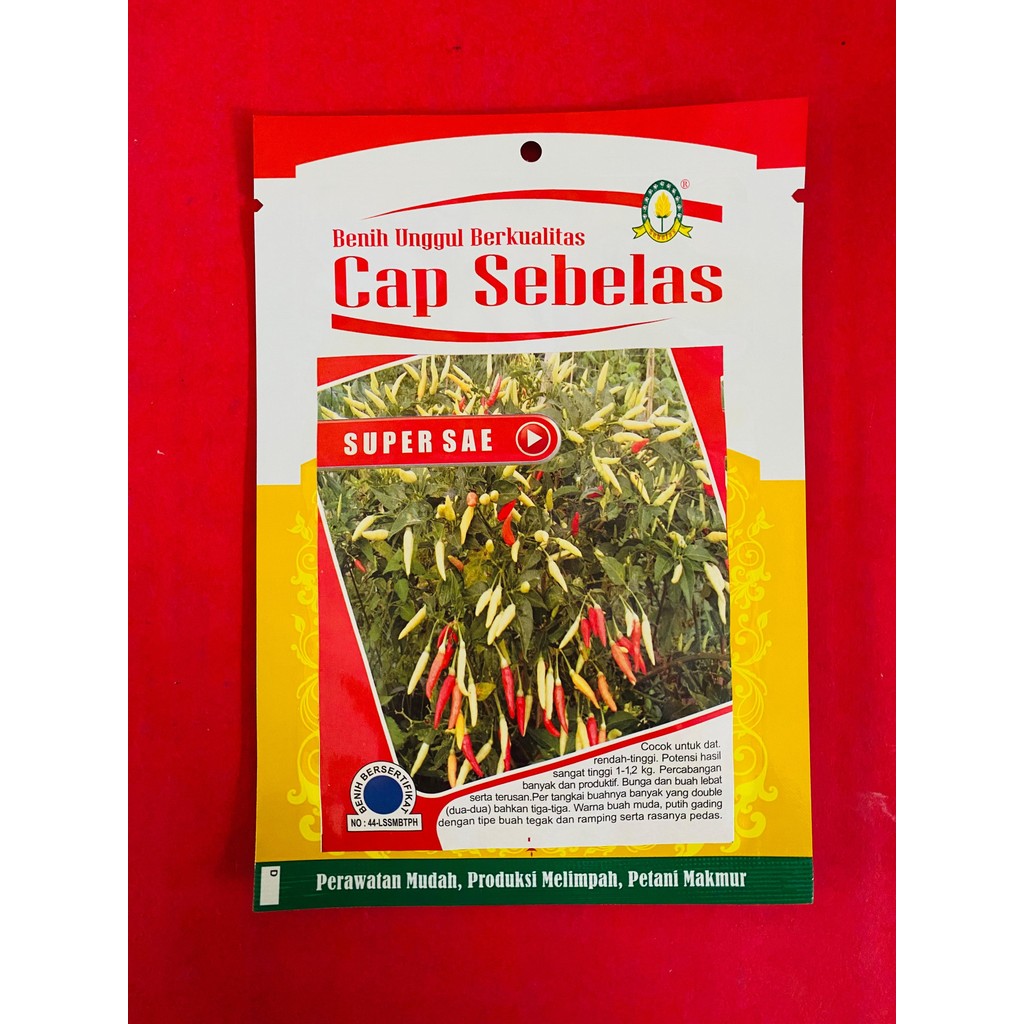 Benih cabai SUPER SAE dari cap sebelas. kesal 10gram cocok untuk dataran tinggi atau dataran rendah