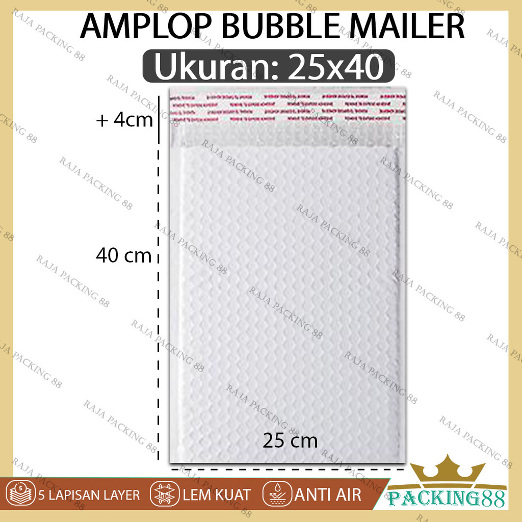 

Kantong Plastik Packing Bubble Mailer 25X40 Amplop Polymailer 5 Lapis Putih WHITE Bungkus Paket Usaha Online Shop Premium