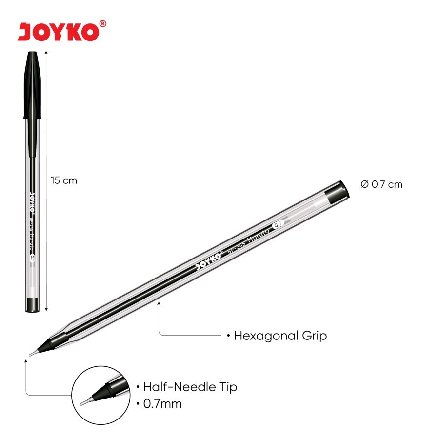 

Ball Pen Pulpen Pena Joyko BP-345 Haruto 0.7 mm - Black 1Pack / 12Pcs