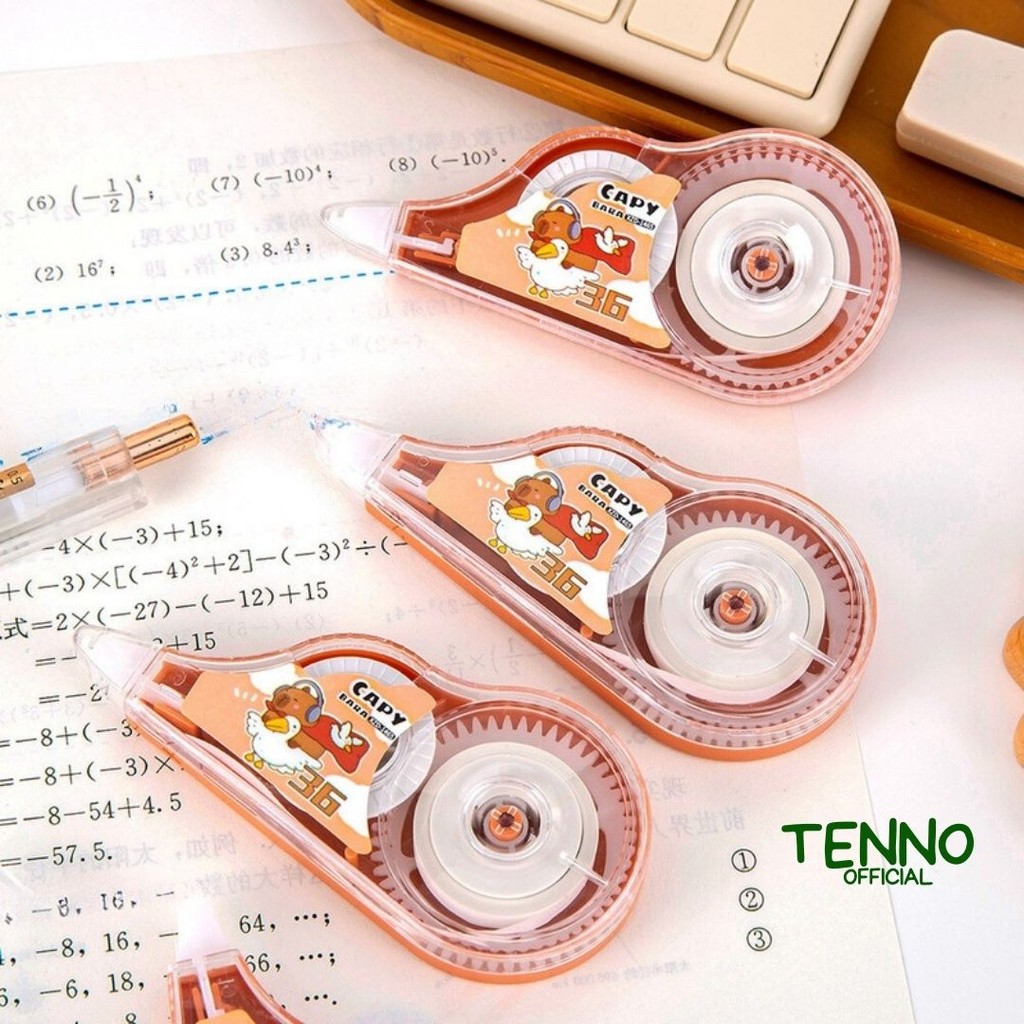 

TENNO Correction Tape TipX Tip X TipEx Pita Capybara Lucu Penghapus Pulpen Motif Kapibara Estetik