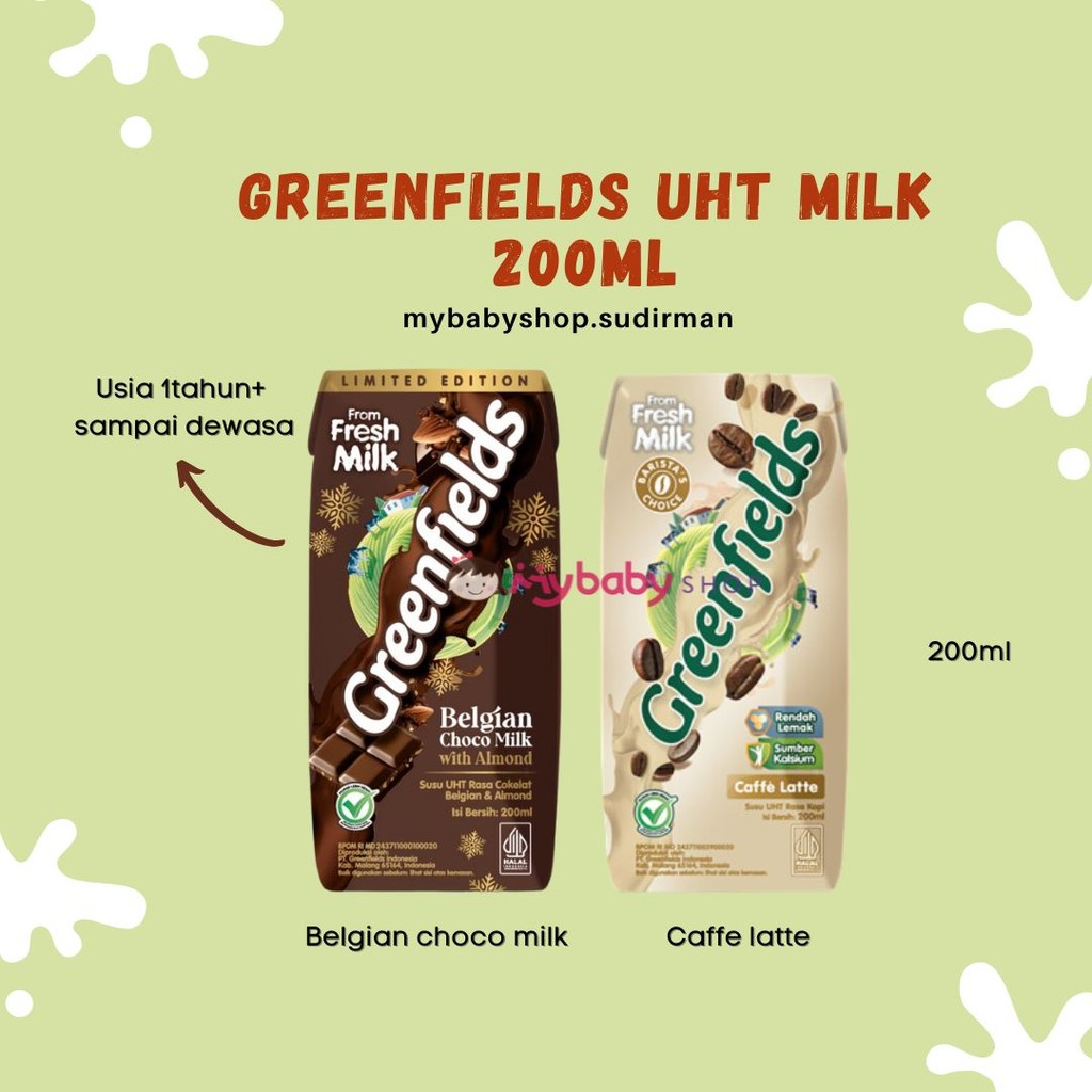 

Greenfields Susu UHT 200ml Per PCS - Caffe latte & belgian choco milk