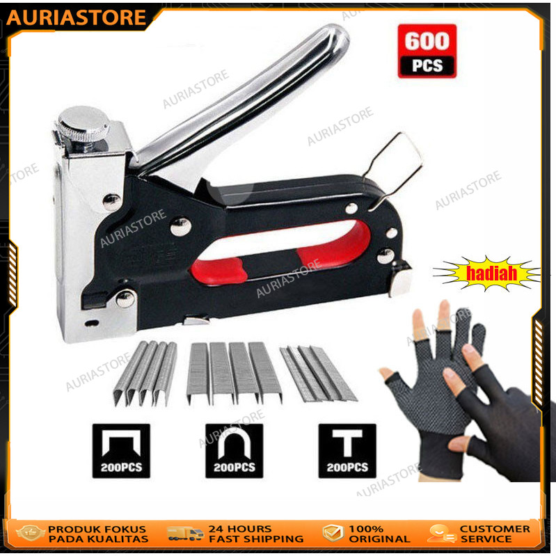 

Staple Gun/Staples Tembak 3 in 1 Chromium molybdenum Bisa 3 Jenis Staples EDL1313 /Alat Perkakas Staple Gun 3 in 1 Way Heavy Duty Staples Tembak hekter jok / Gratis 600 paku 3 In 1 Pistol Kuku Pistol Stapler Konstruksi Konstruksi Furnitur DIY Pelapis