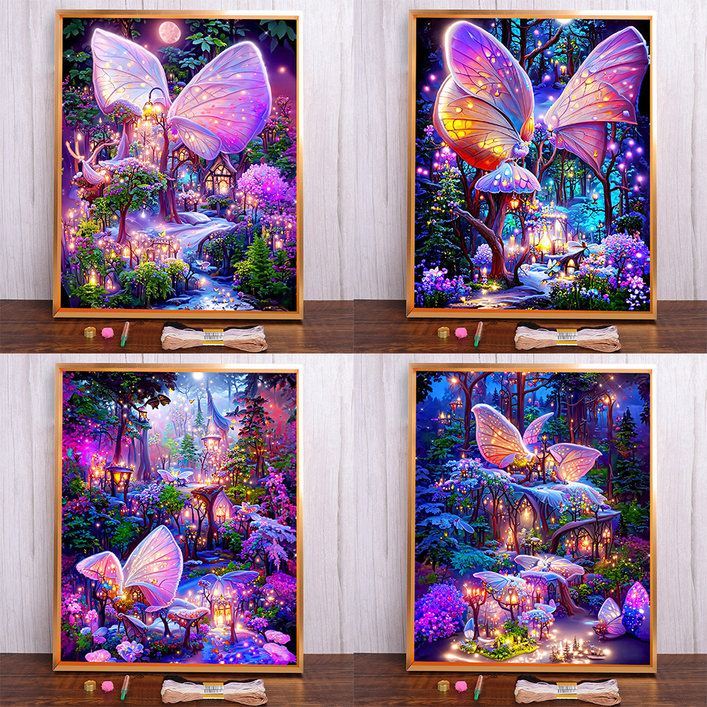 

Fantasy Landscape Butterfly Cross Stitch Embroidery Patterns Painting Needlework Handiwork Handicraft Magic Room Decor Different