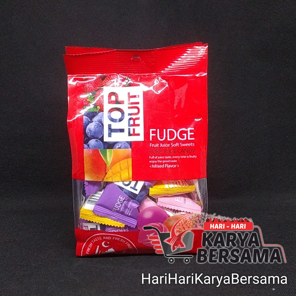 

TOP FRUIT FUDGE PURE ASSORTED FLAVOR JELLY JUICE CANDY 320GR