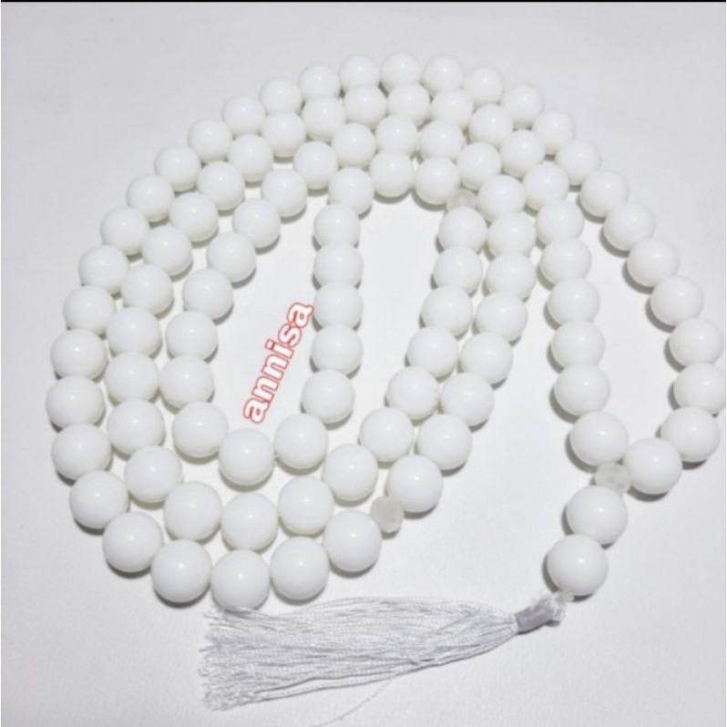 TASBIH BATU GIOK PUTIH SUSU 12MM 99BUTIR ORIGINAL
