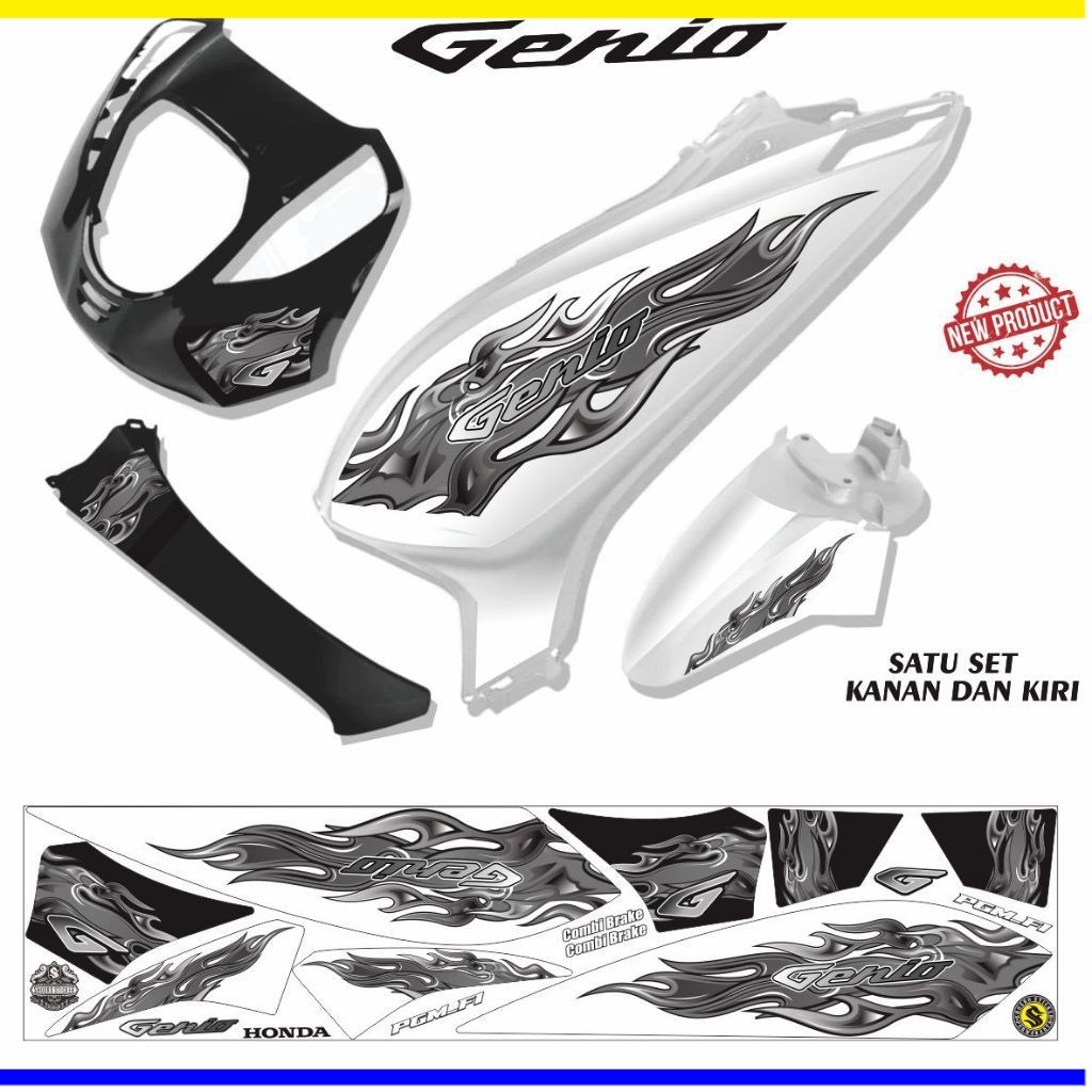 POLET MOTOR STIKER VARIASI LIS MOTIF HONDA ALL GENIO MOTIF SIMPLE ELEGAN STIKER GENIO