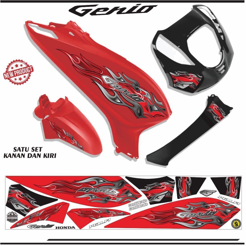 STIKER MOTIF ELEGAN STIKER MOTOR GENIO / STRIPING VARIASI GENIO / STIKER TERLARIS