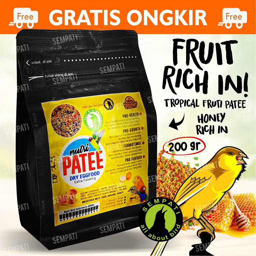 SEMPATI Nutri Patee Dry Eggfood Extra Fooding Pakan Tambahan Burung Kenari Finch Lovebird Voer Pur P