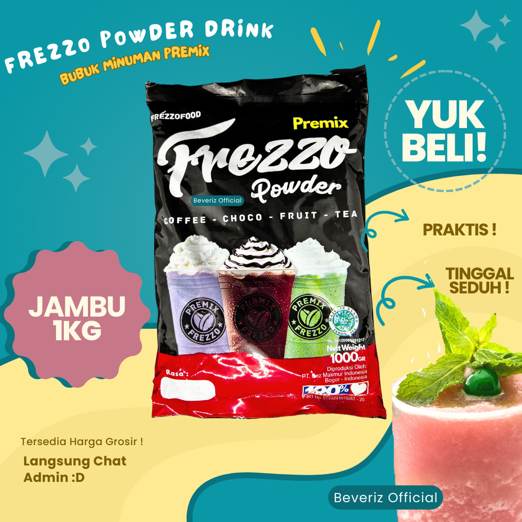 

BEVERIZ Frezzo Bubuk Minuman Rasa Jambu | Guava Boba Powder Drink 1Kg / 1000gram {Bisa COD} {tersedia harga grosir}