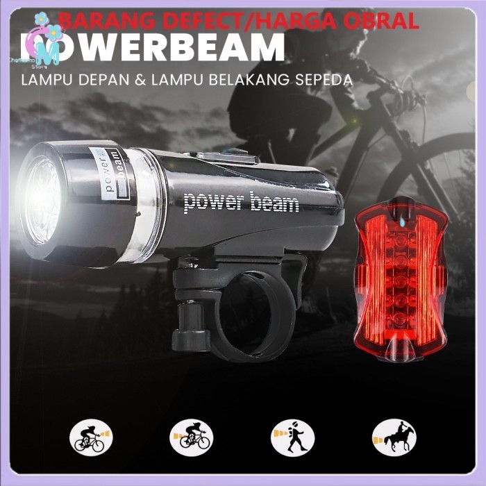 

- Powerbeam Lampu Depan Belakang Sepeda 5 LED Waterproof 2 Mode - HB-618 (DEFECT/OBRAL) -