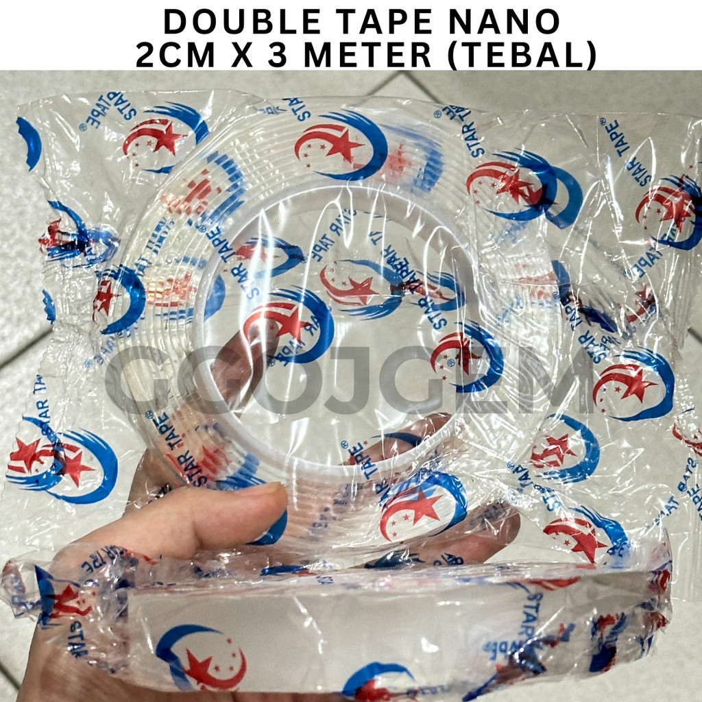 

2 CM X 3 METER DOUBLE TAPE TRANSPARAN NANO TEBAL 2MM / FLEKSIBLE LEM SUPER STAR TAPE AJAIB ISOLASI PEREKAT SERBAGUNA LAKBAN BOLAK BALIK