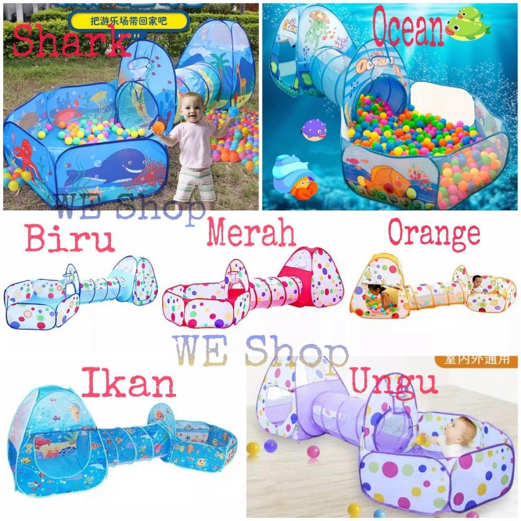 YG47RL Kolam Mandi Bola Lipat 3 in 1 / Tenda Terowongan Anak 4 in 1 / Terowongan Rumah Anak