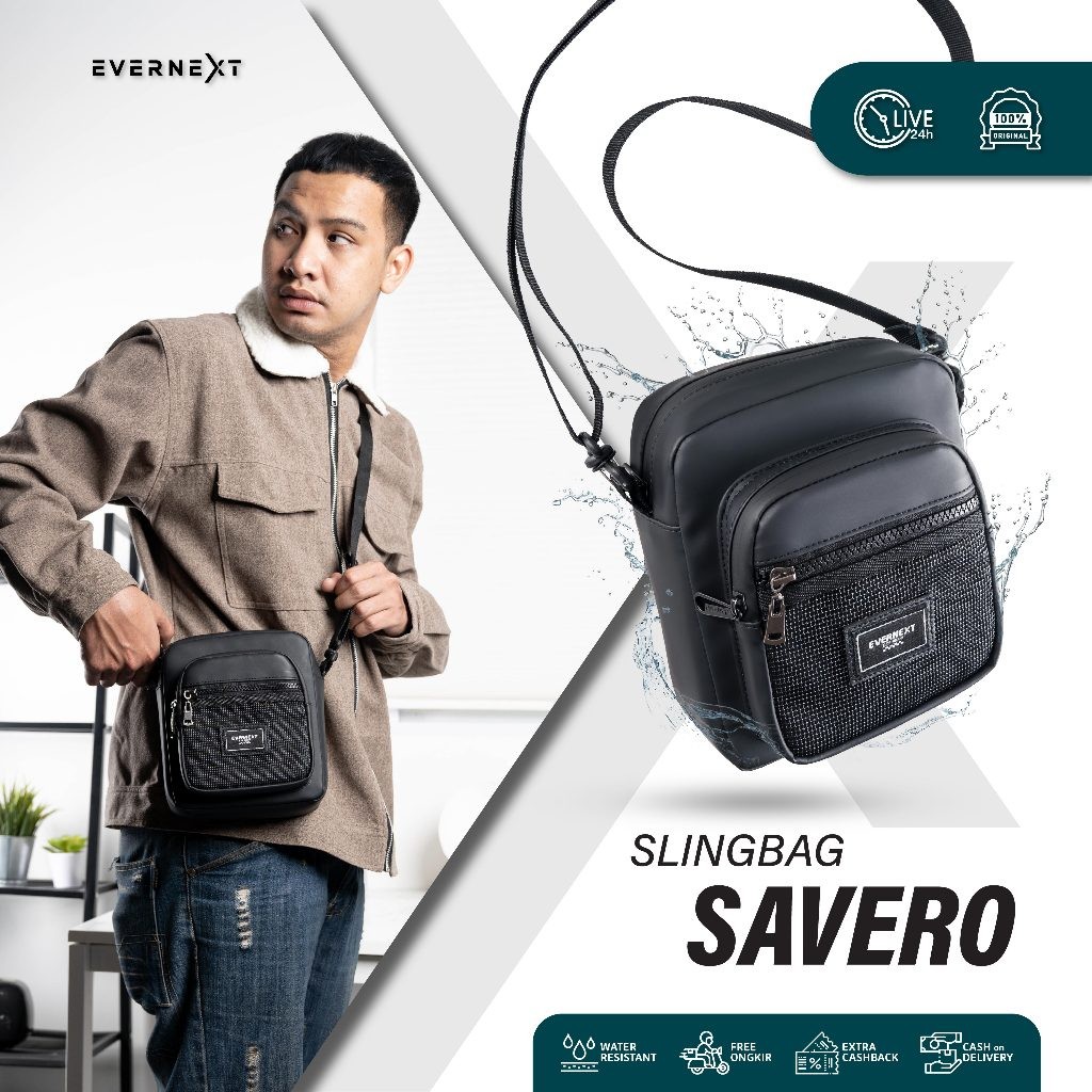 Evernext - Tas Selempang Pria Sling Bag Pria Anti Air Tas Slempang Savero Mini Cowok Waterproof Tas 