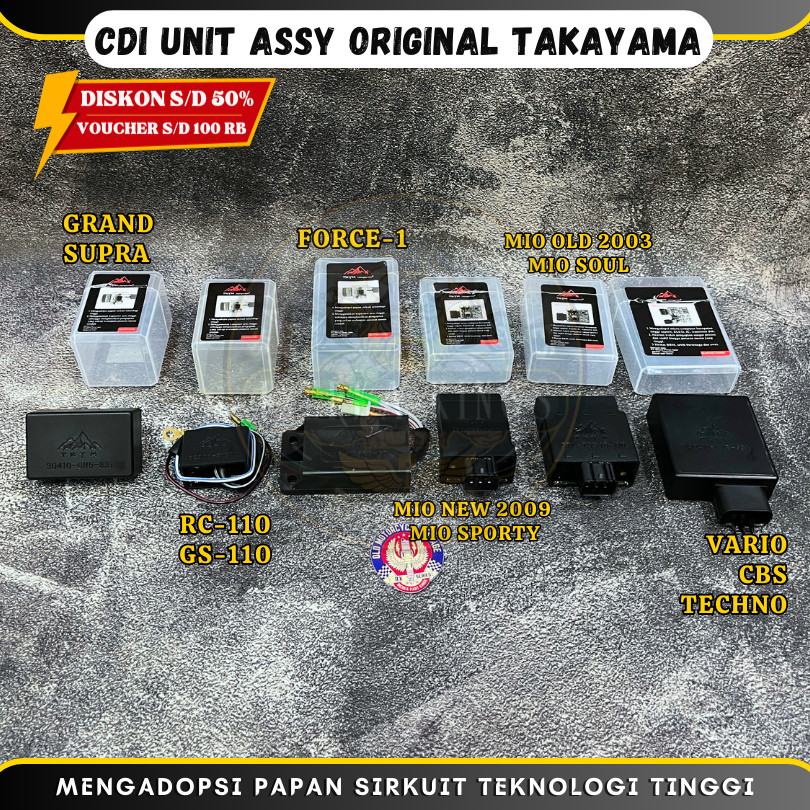 CDI Unit Assy ORIGINAL TAKAYAMA Motor Mio Old New Soul Sporty Vario CBS Techno Grand Supra Force-1 F