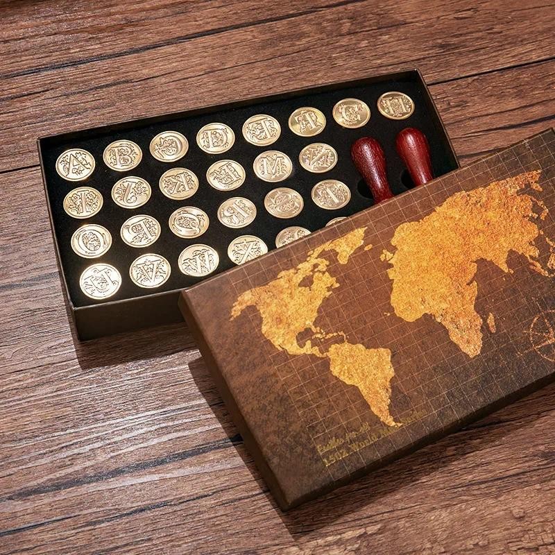 

Alphabet Retro Wax Seal Stamp Head Kits 26 Letter Seals Stamp Set Envelope DIY Decor Wedding Party Invitation Sets Decoration