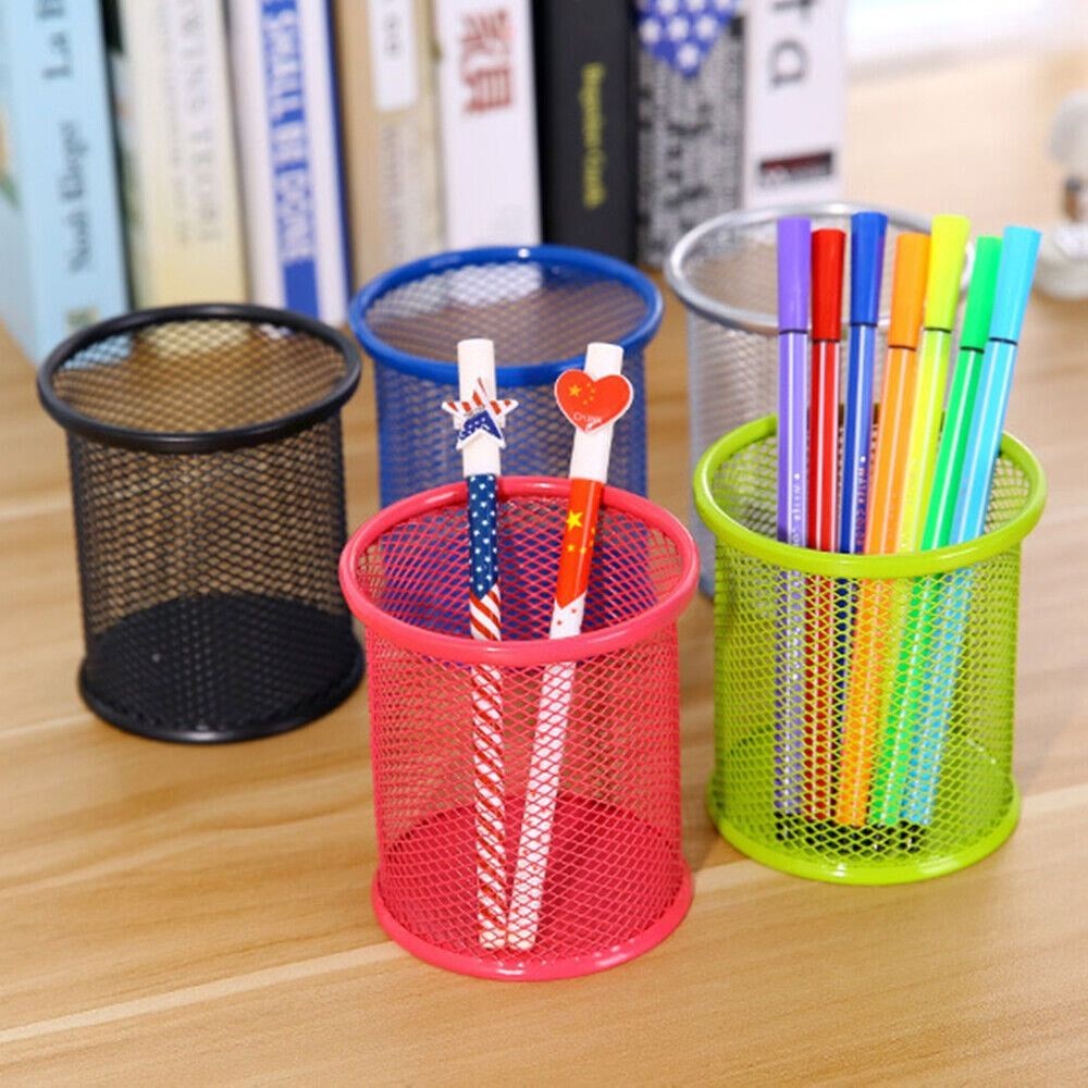 

Round/Square Pencil Storage Desk Tidy Stationery Organiser Storage Case Pen Holder Mesh Pen Pot