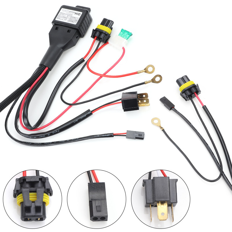 H4 HID LED Wiring Relay Harness For Bi-xenon Lens Bi-led Projector Cables High Low Light Wired 2 Lam