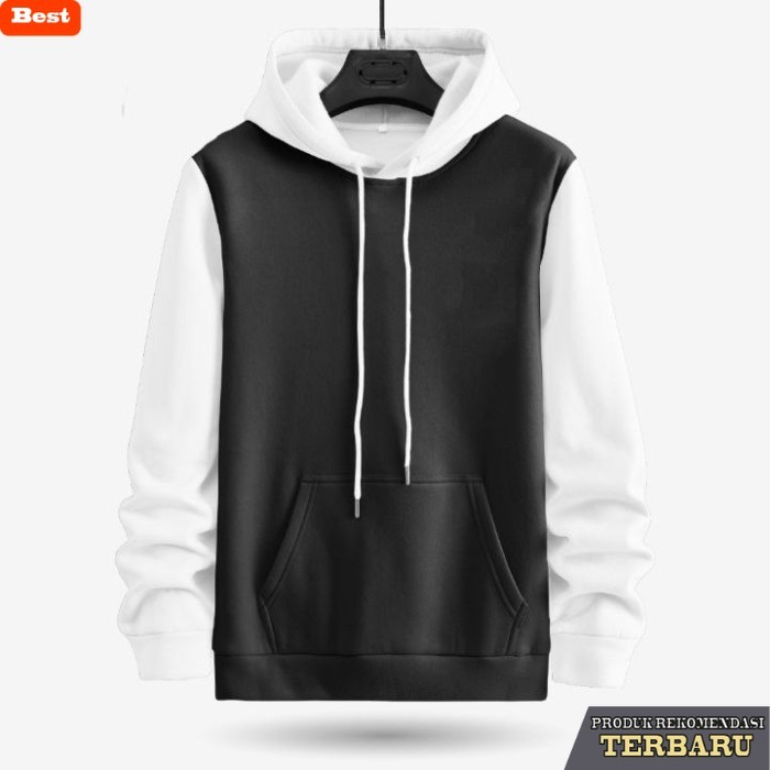 hoodie pria keren Jaket hoodie kombinasi (S-7XL) Pria Wanita Big size POLOS Jumbo Katun Fleece Premi