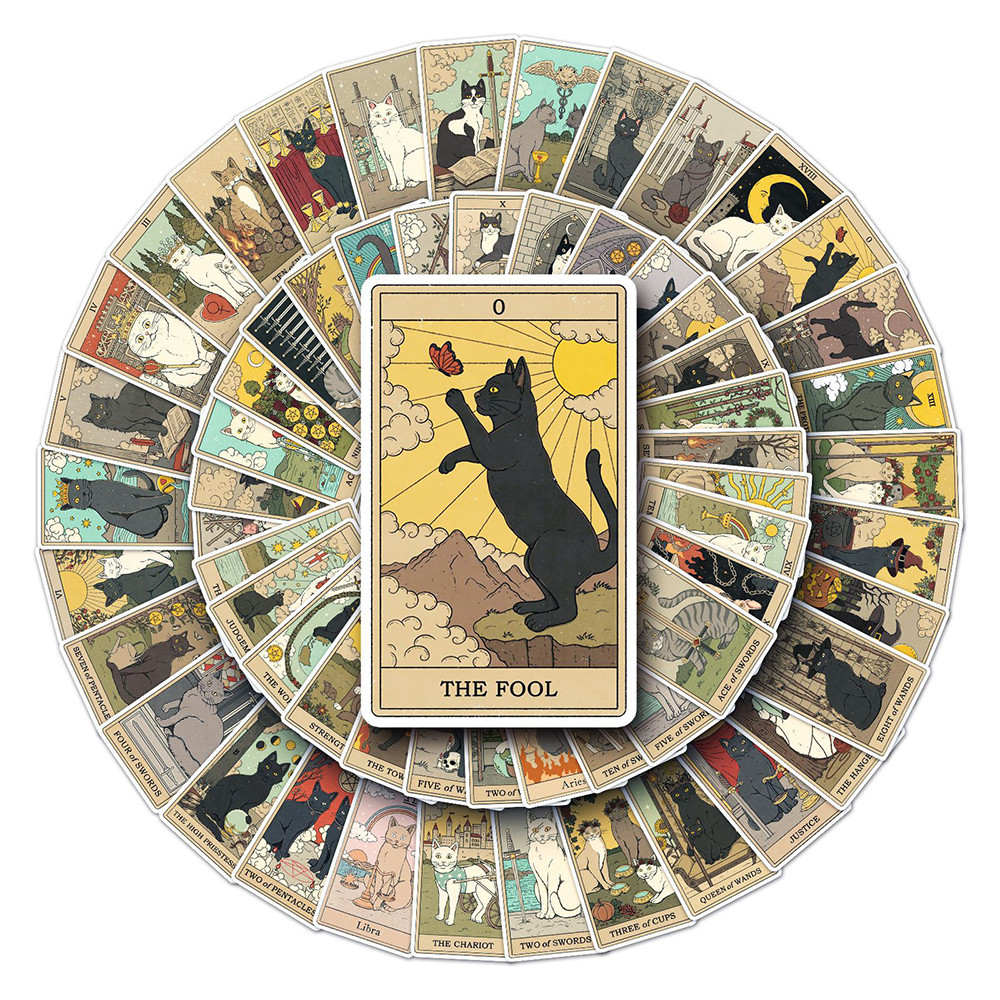 

10/30/78PCS Vintage Classic Cat Style Tarot Stickers Funny Decoration Decals Toy Gift PVC DIY Laptop Suitcase Guitar Skateboard