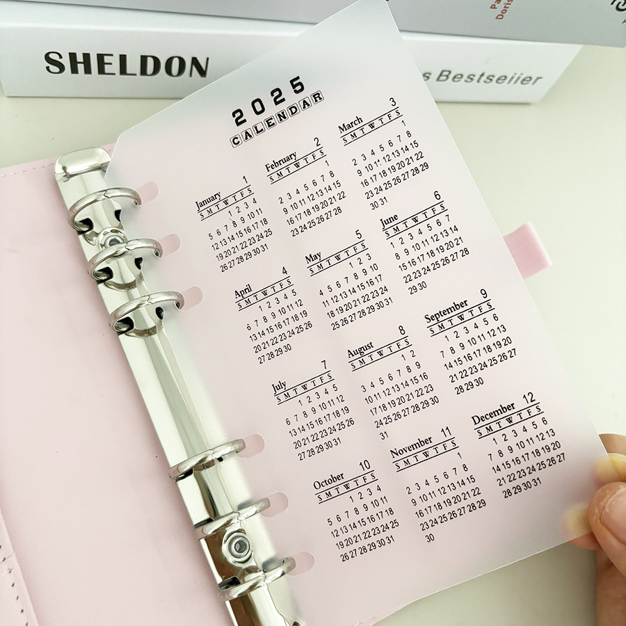 

SKYSONIC 2025 A5/A6 PP Binder Board, Transparent Frosted Calendar Baffle, Loose Leaf Ring Notebook Index Accessories Part
