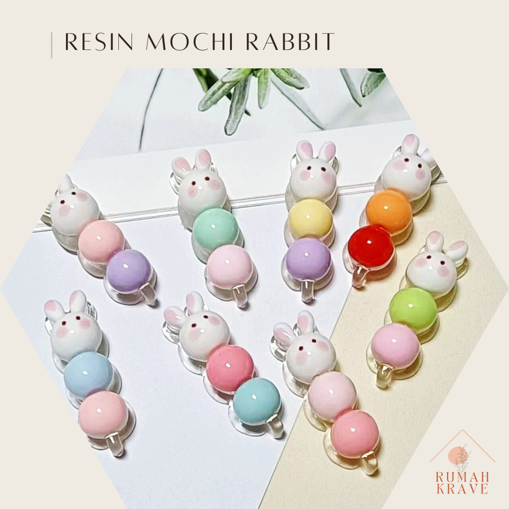 RUMAH KRAVE - Resin Mochi Rabbit Dango Kelinci Hiasan DIY Cake Topper