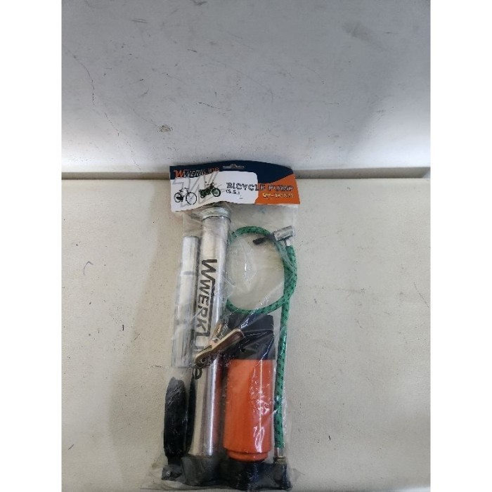 P3S6 Werkline Pompa Sepeda Mini Stainless Steel + Meter Tekanan | Pompa Ban Portabel Terbaik - OBI T