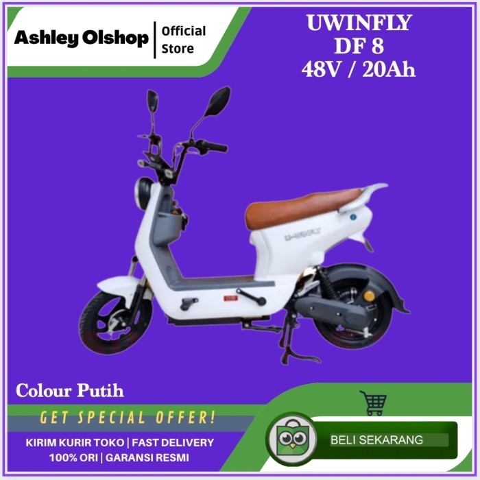 Sepeda Listrik Uwinfly DF8 Dragonfly 8 Baterai 48V/20Ah DF 8 [PUTIH]