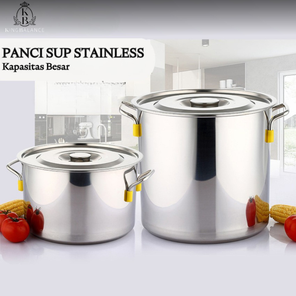 King Balance Panci Stainless Tebal Panci Dandang Panci Besar Hajatan Dandang Bakso Ukuran Jumbo TT02