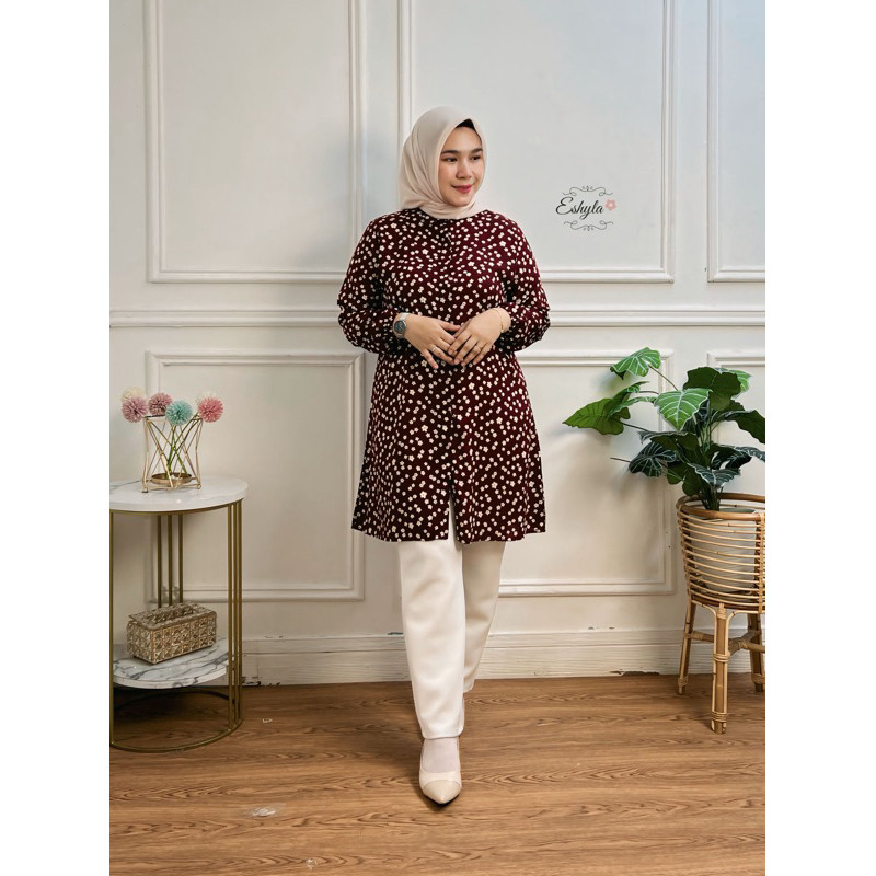 [PENAWARAN SPESIAL] EshyLa Tunik Motif Wanita Terbaru Katun Rayon Premium Oversize Jumbo