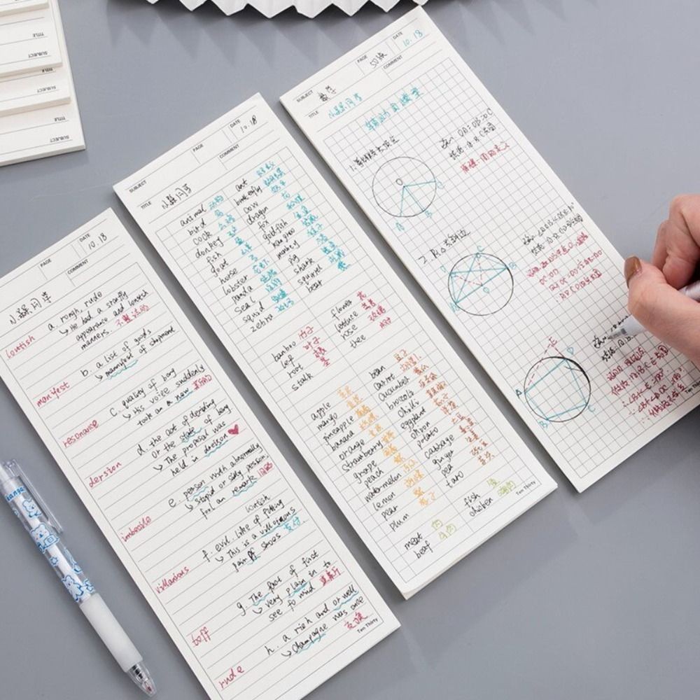 

50 Sheets INS Simple Long Note Pad Non-sticky Note Paper Student Multi-functional Notepad Memo Pad Stationery Supplies
