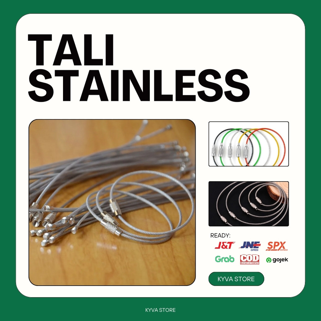 KARABINER STAINLESS STEEL TALI KAWAT BAJA TALI STAINLESS GANTUNGAN KUNCI GEMBOK