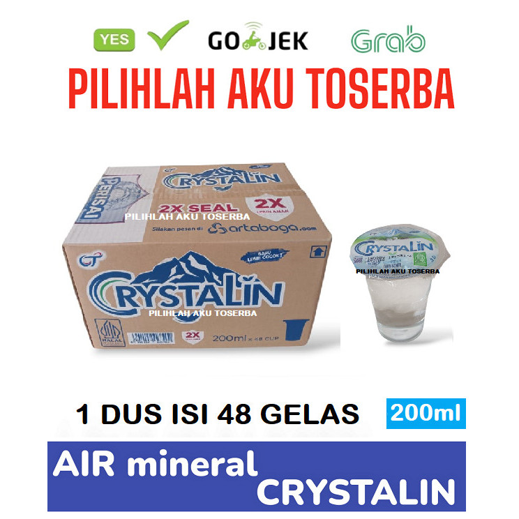 

Air Mineral CRYSTALIN CUP / GELAS 200 ml - ( HARGA 1 DUS ISI 48 )
