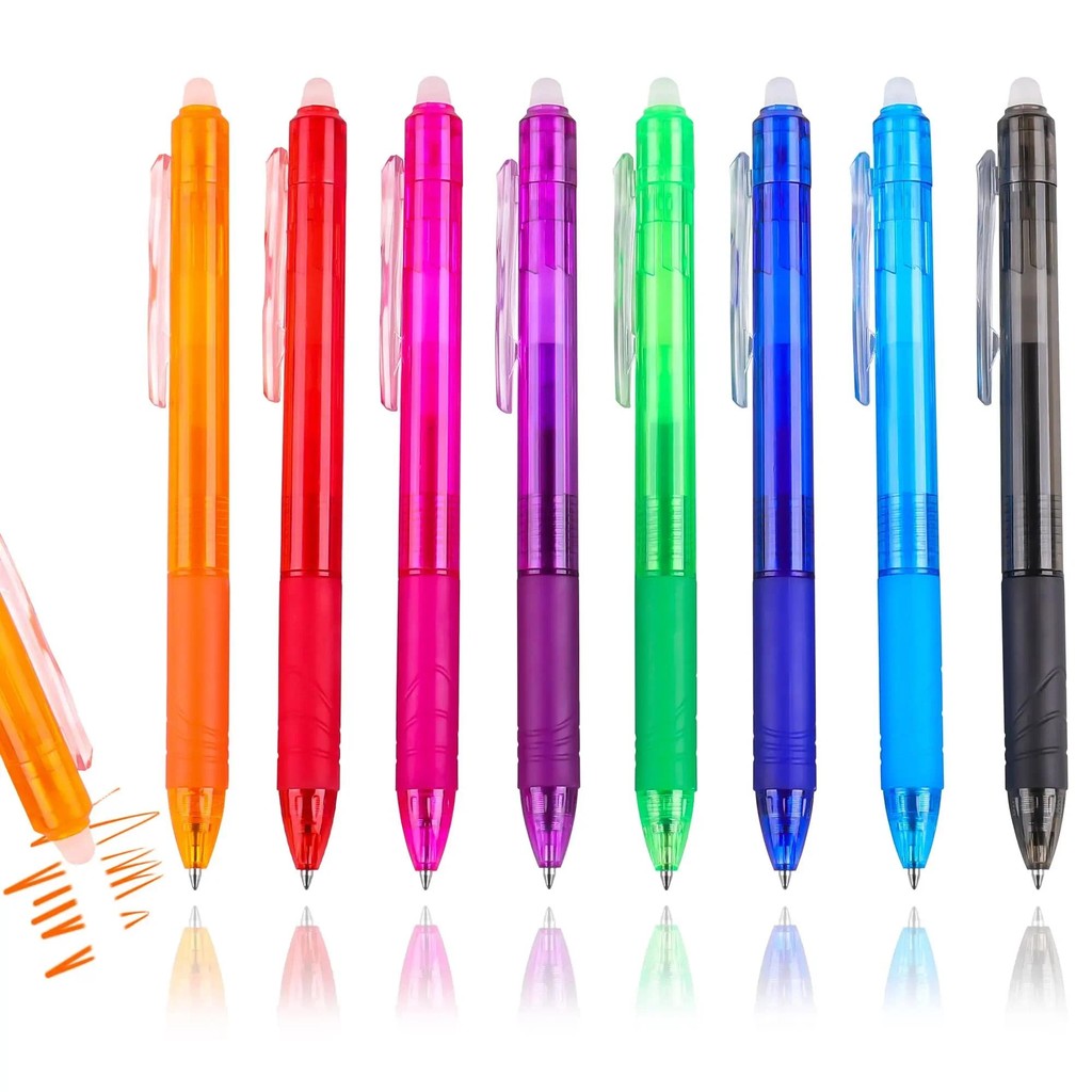 

8 Colors 0.7mm Magic Retractable Erasable Pen Gel Pen Set Erasable Refill Rod Office School Writing Tool Press Button Handle