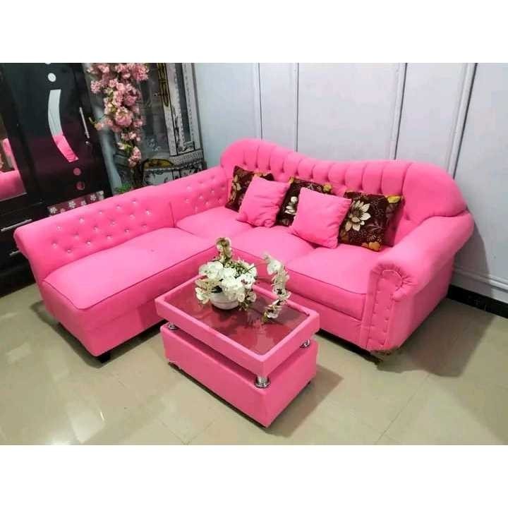 Sofa L kupu kupu sofa minimalis harga pabrik sofa warna pink