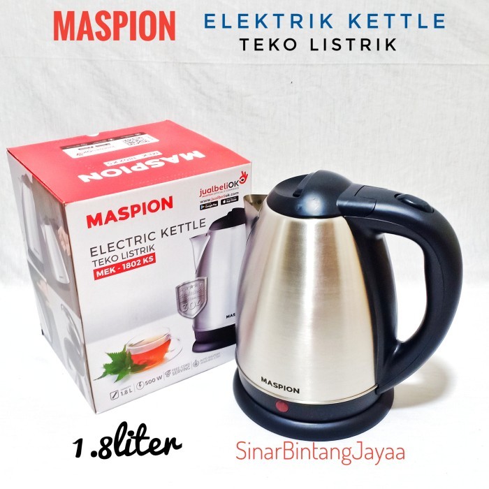 MASPION Teko listrik pemanas Air 1,8Liter Kettle Listrik 1,8L MEK1802