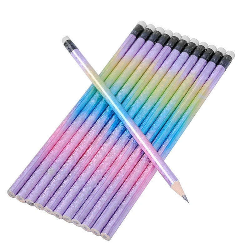 

12pcs HB Pencils Fantasy Starry Sky Sketching Drawing Pencil With Eraser Unpointed Stationery Supply