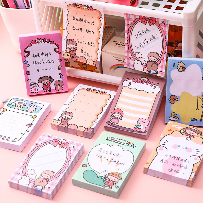 

Mr.Paper 8style 80pcs/Book Cartoon Girl Sticky Notes Memo Pad For Students' Notes High Quality