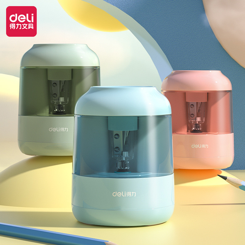 

Deli Electric Pencil Sharpener Battery Powered, Portable Reusable ReplaceableTungsten Steel Blade Effortless Stationery for kids