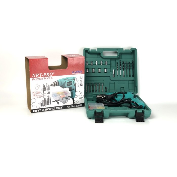 Bor Listrik 10mm Electric Drill 250Watt NRT PRO 450 HD Set Koper