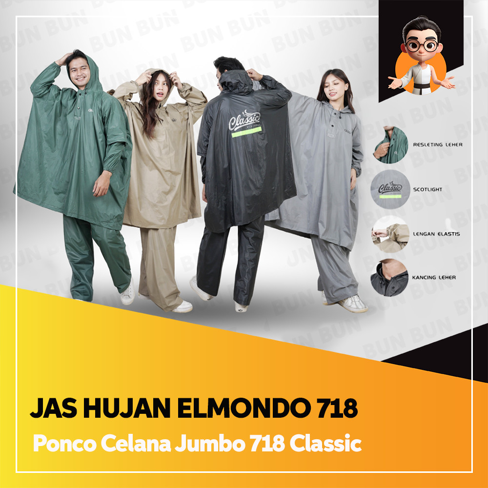 Jas Hujan Classic Elmondo 718 Jas Hujan Ponco Celana Jumbo - Jas Hujan Setelan Tebal Elmondo