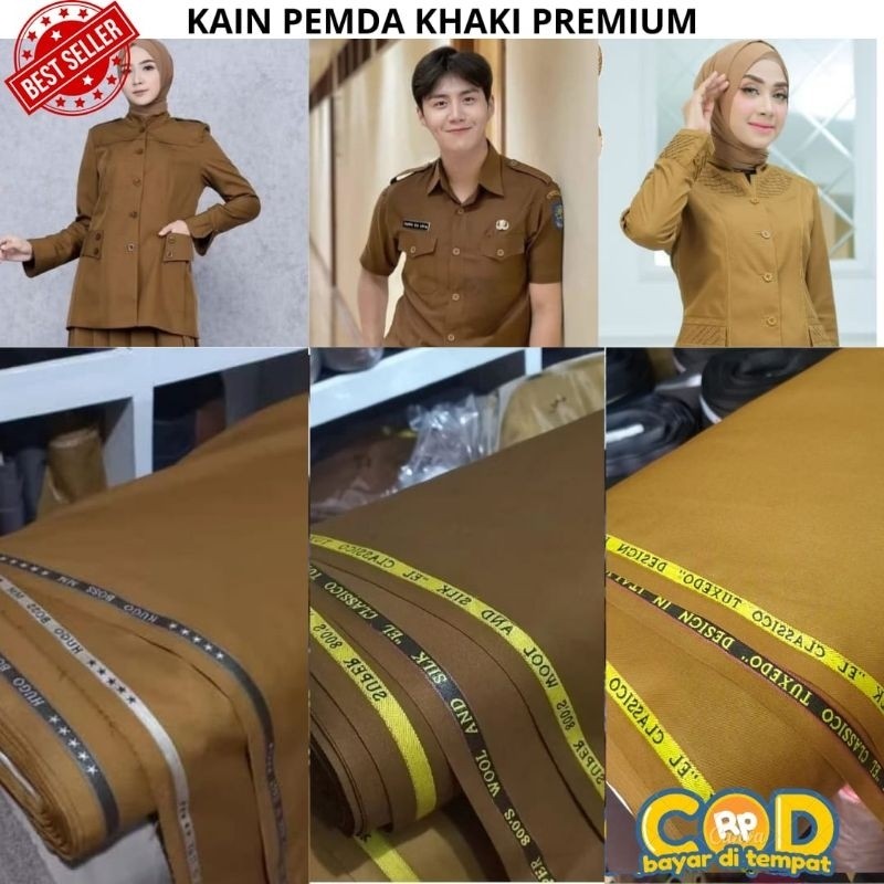 Kain pemda khaki premium semiwool katun lembut adem bahan seragam Pdh Pns guru pria wanita terbaru