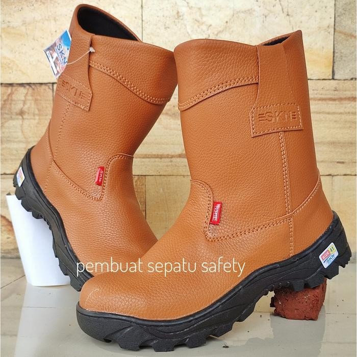 Sepatu Safety Septi King Skn Ujung besi Kulit Buatan Boots Kerja Proyek Mekanik Bengkel Pabrik Terla