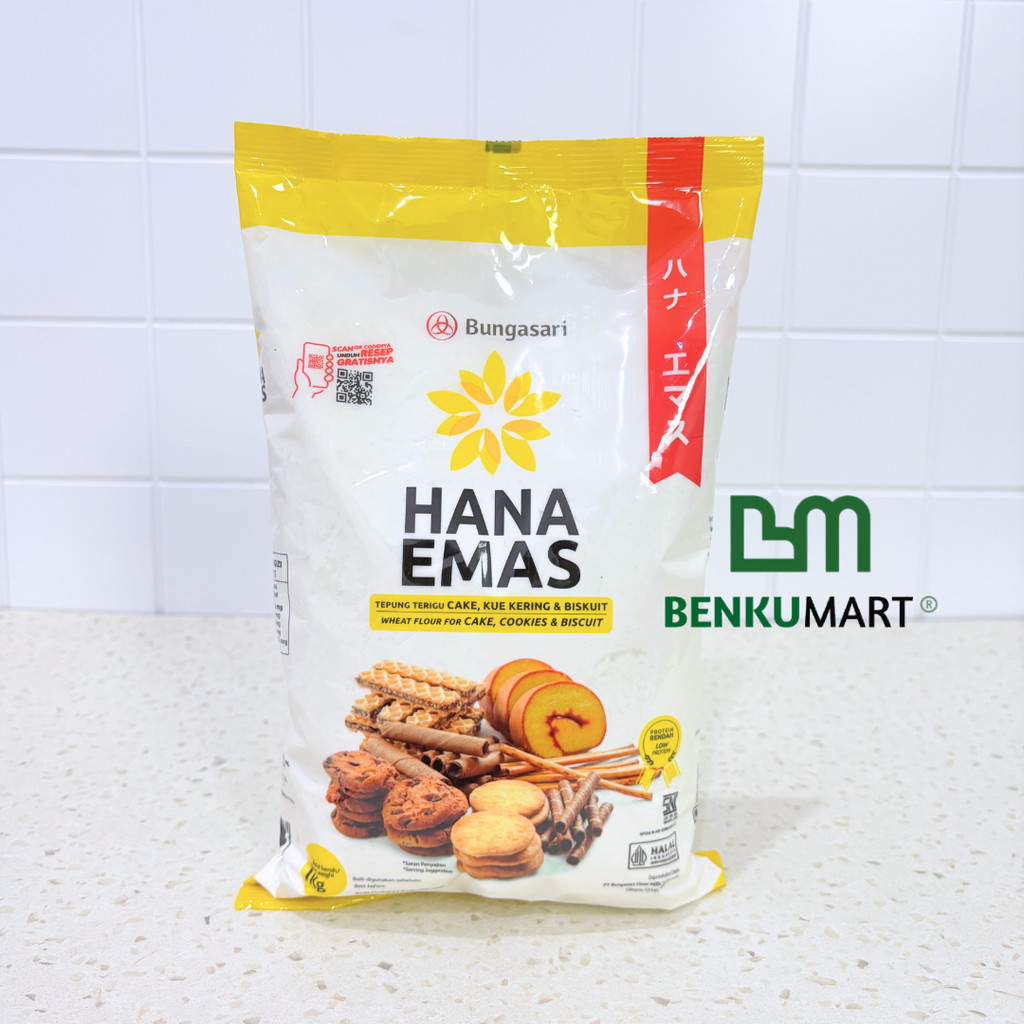 

HANA EMAS Tepung Terigu untuk Cake, Kue Kering & Biskuit 1 KG