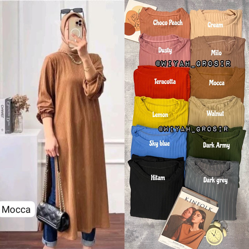 Tania Long Tunik Knit Hornet Premium/ LD 110cm/ Jumbo/ Tunik Knit Hornet / Long Tunik Premium