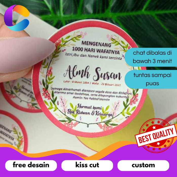 

Cetak INC 2-4 Stiker Haul Tahlil Pengajian Mengenang Wafatnya 40 100 1000 Hari Tahlilan Sticker