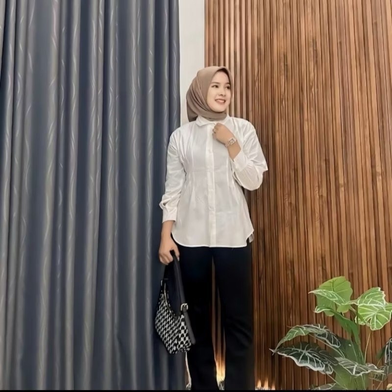 NEYDA - ZJD KEMEJA DAREN TOP PRESS POLOS DENGAN KANCING / Kemeja MAYA Press Body Kekinian / ATASAN L