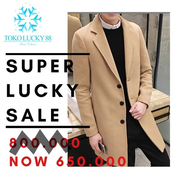 Coat Wool Pria Korean Style - Hitam, M