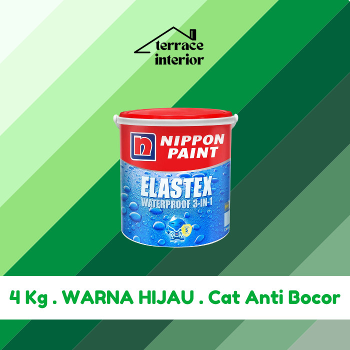 Cat Pelapis dan Anti Bocor Nippon Paint Elastex Warna Hijau 4 KG