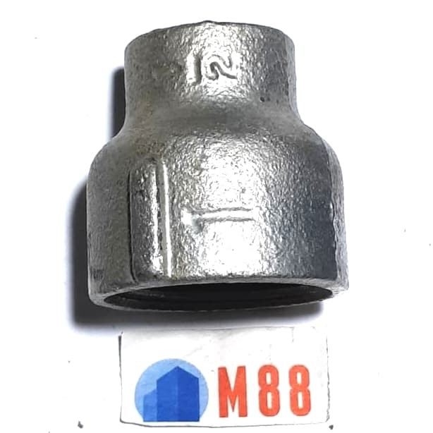 Vlok Sok 1 x 1/2 inch Galvanis -  Increaser Reducer -  Flok Sok Besi 1 x 0.5 inch
