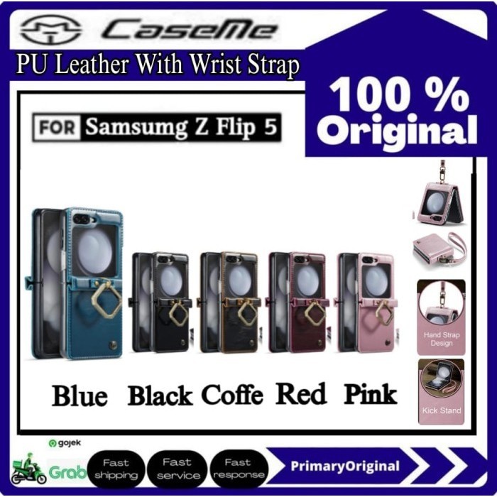 CASEME Case Samsung Galaxy Z Flip 5 Flip5 CASEME 003 Soft PU Leather Flip Wallet Case with 2 Card Sl